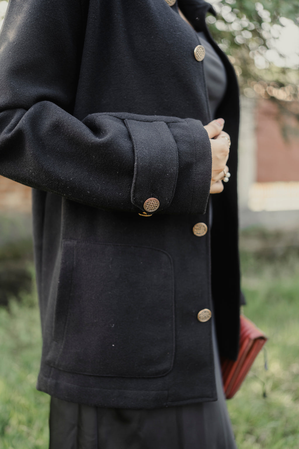 Kieran Coat Deluxe  - Noir  - Decorative Golden Buttons - Unisex