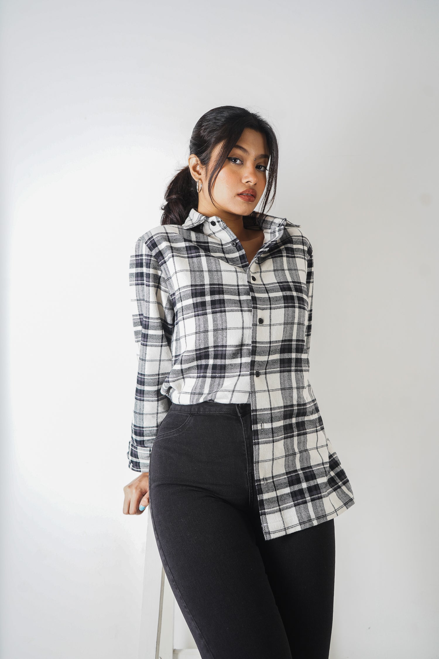 Flannel Shirt - Unisex - Black & White