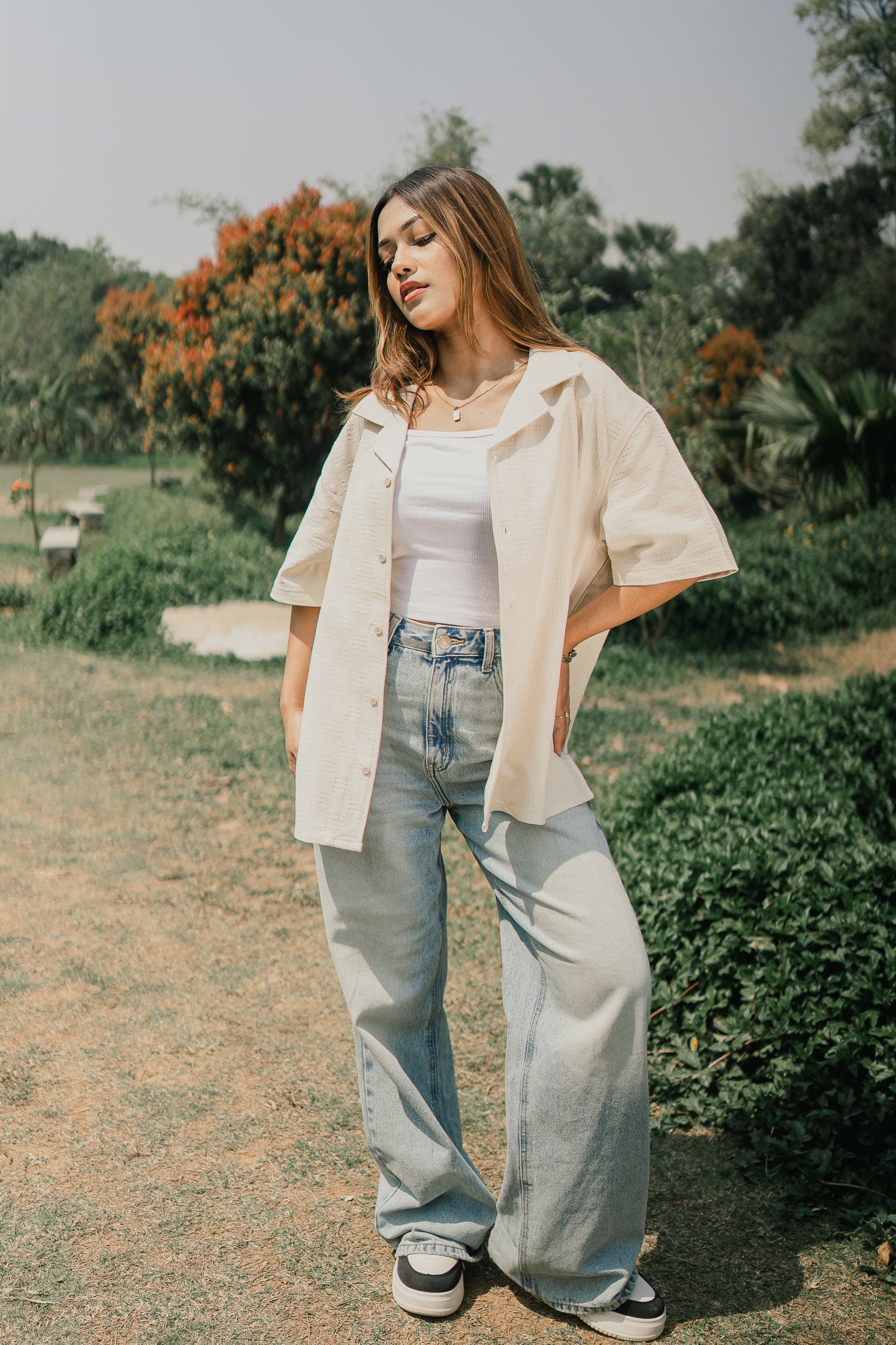 Revere Cuba - Cream Textured Cuba - Revere Shirt - Unisex
