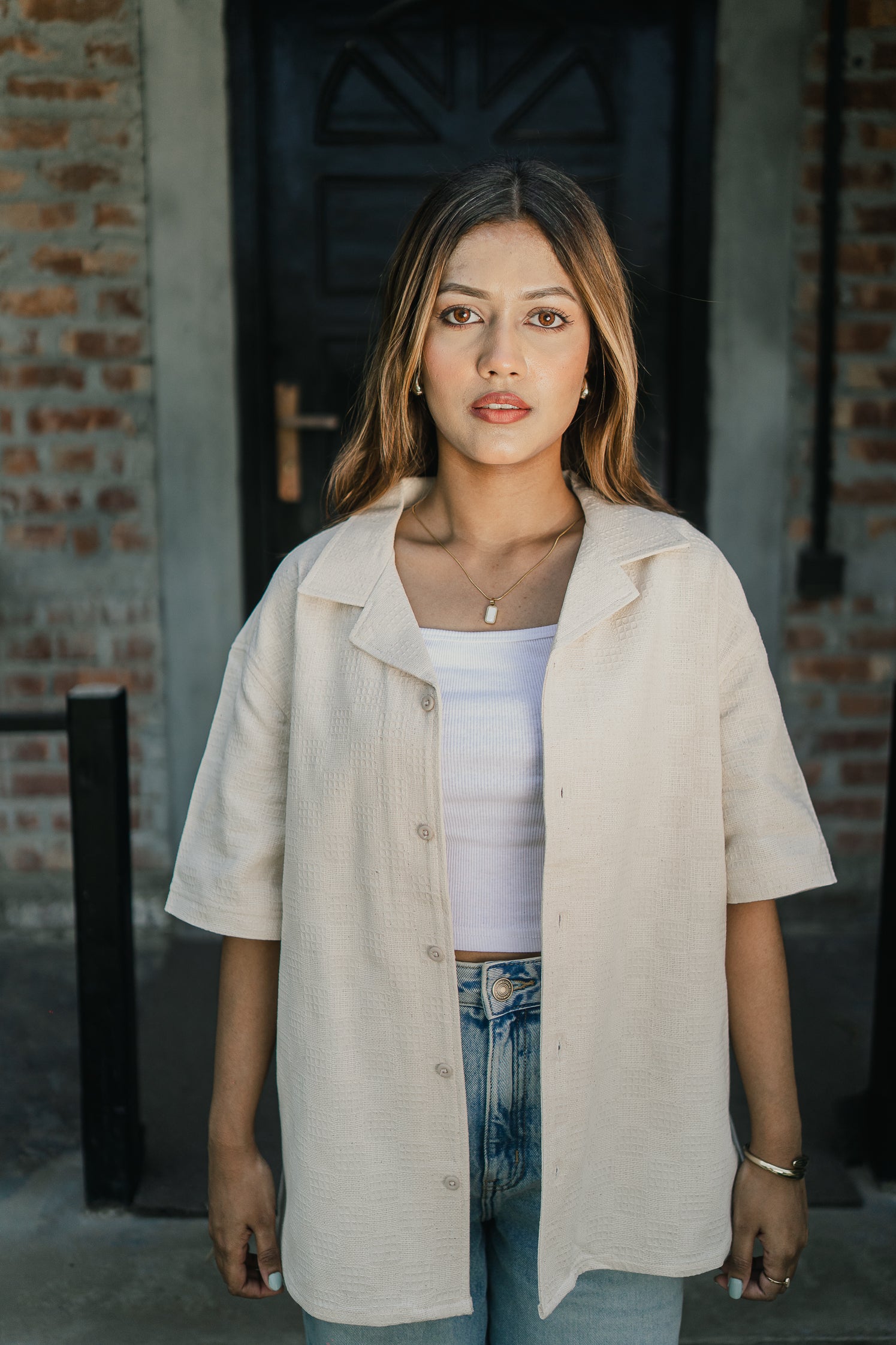 Revere Cuba - Cream Textured Cuba - Revere Shirt - Unisex