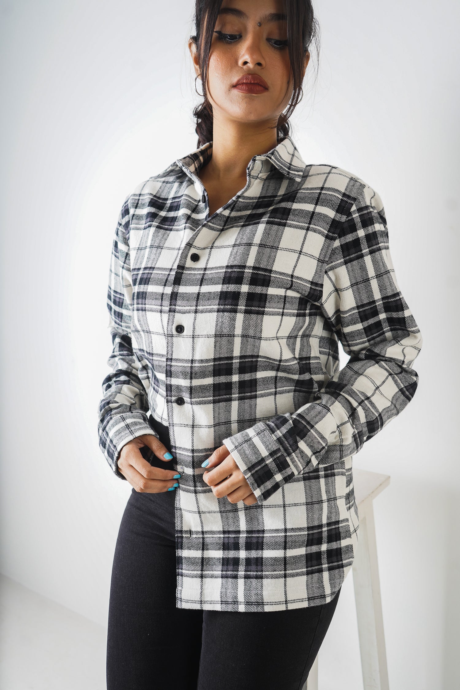 Flannel Shirt - Unisex - Black & White