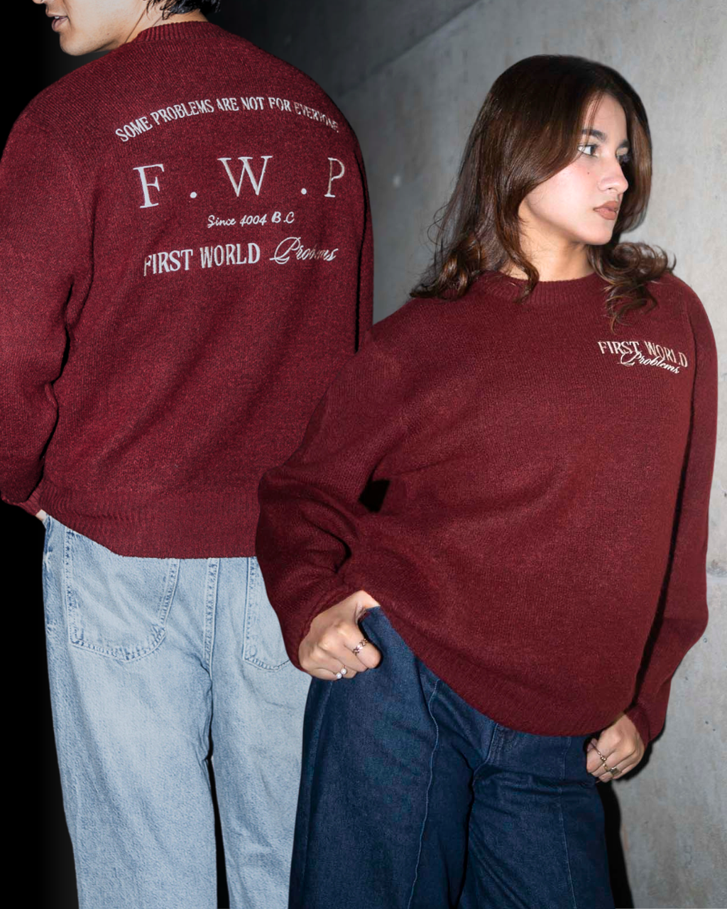 Copenhagen Crimson - FWP Scandi Academy Crew Knit Sweater - Unisex