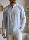Waffle Henley Katua - Sky Blue