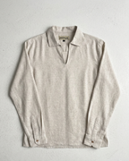 The Amalfi Shirt - Linen Effect V-Placket For Men  - Sand