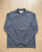 Linen Henley Katua - Marble Blue - Unisex