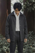 Kieran Coat Deluxe for Men - Dark Grey Herringbone