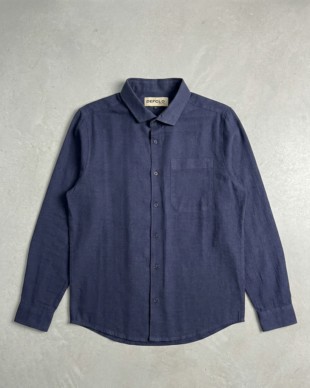 The European Collar - Linen - Long Sleeve Shirt For Men- Blue