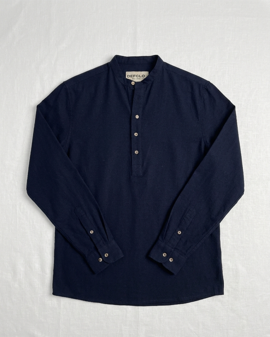 Linen Henley Katua - Deep Navy - Unisex