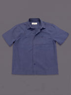 Short-Sleeve Boxy Shirt with Seamless Pockets - Navy