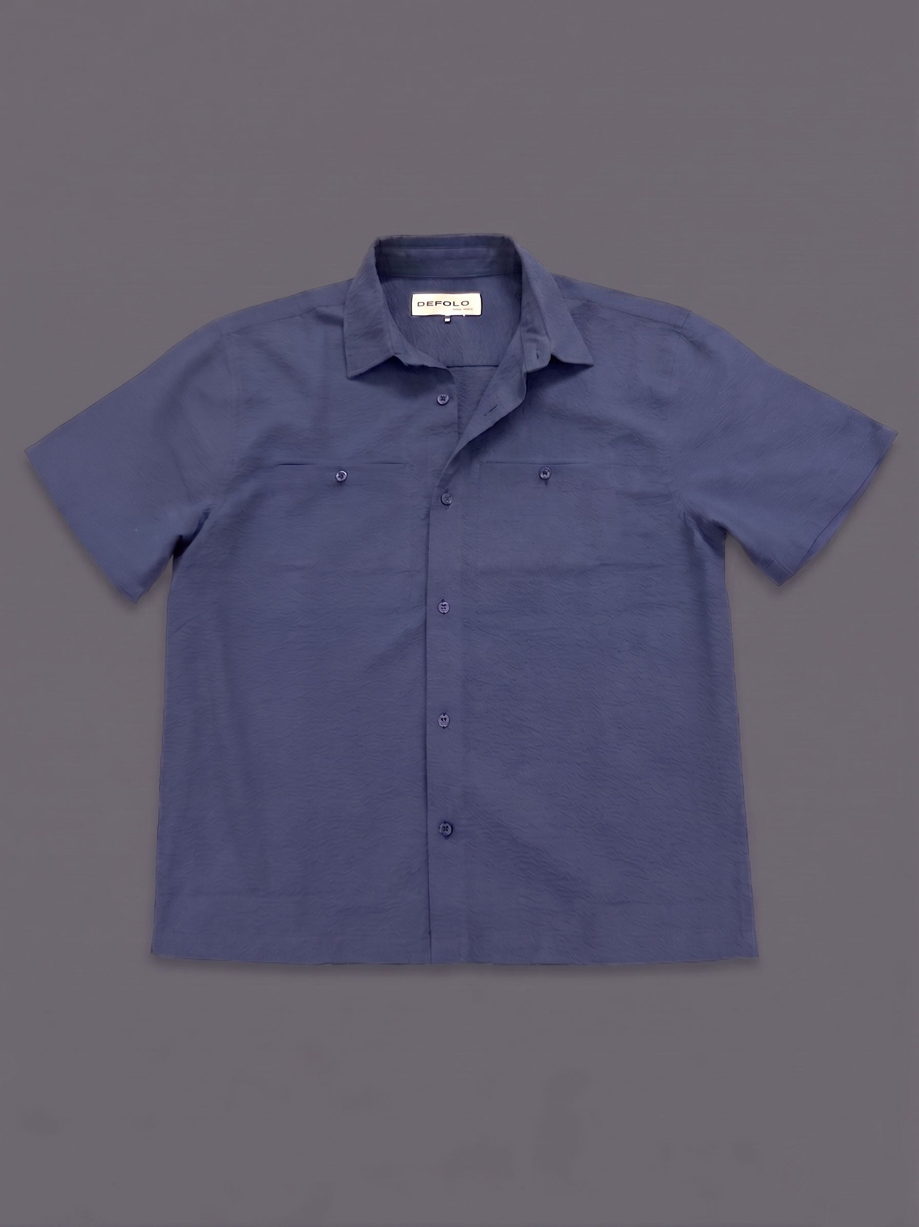 Short-Sleeve Boxy Shirt with Seamless Pockets - Navy