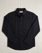 The European Collar - Linen Effect -  Long Sleeve Shirt For Men - Black