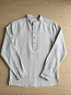 Linen Effect Henley - Light Grey - Unisex