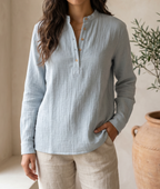 Waffle Henley Katua - Sky Blue