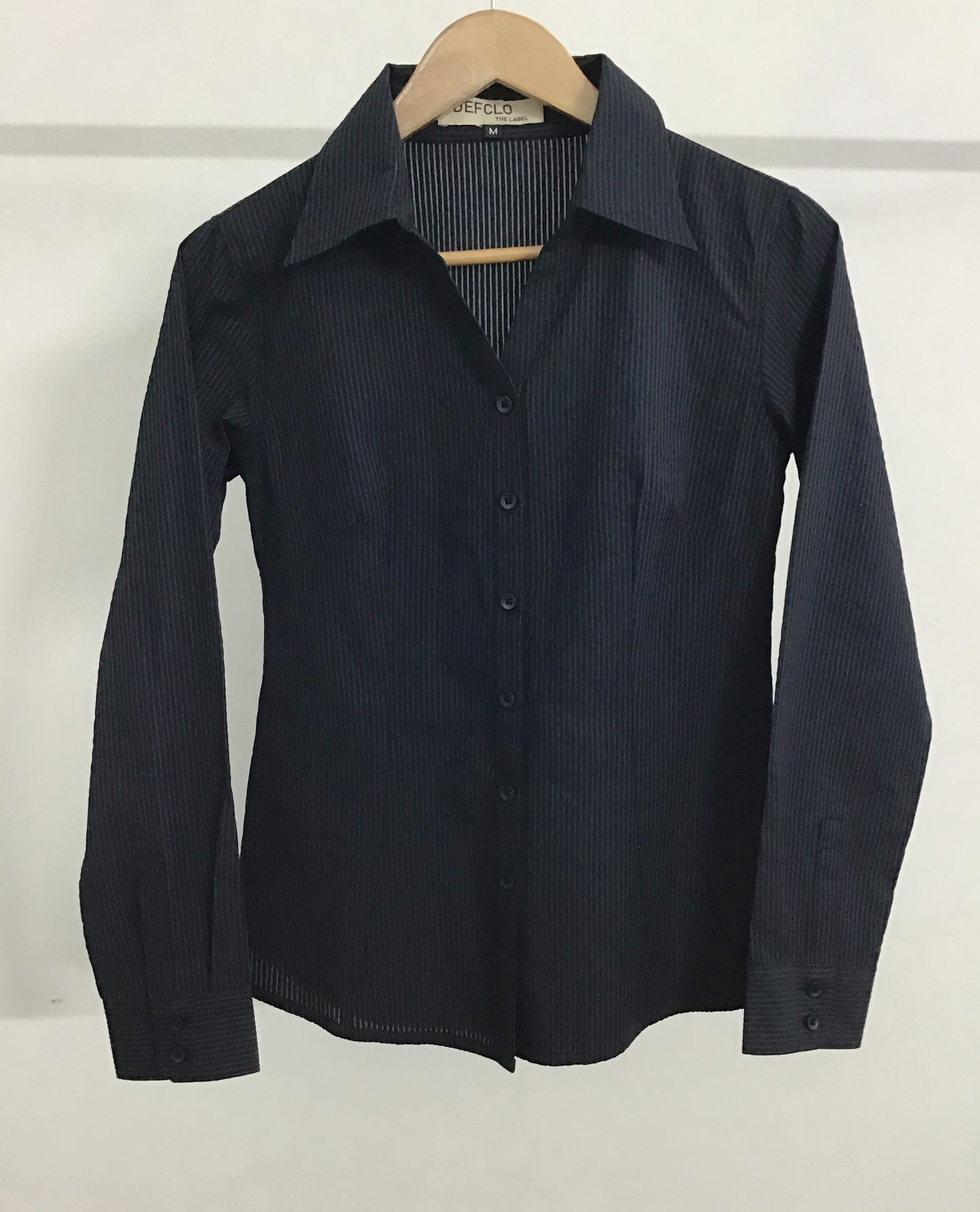 Fitted Shirt For Women - Navy and Black Pinstripe