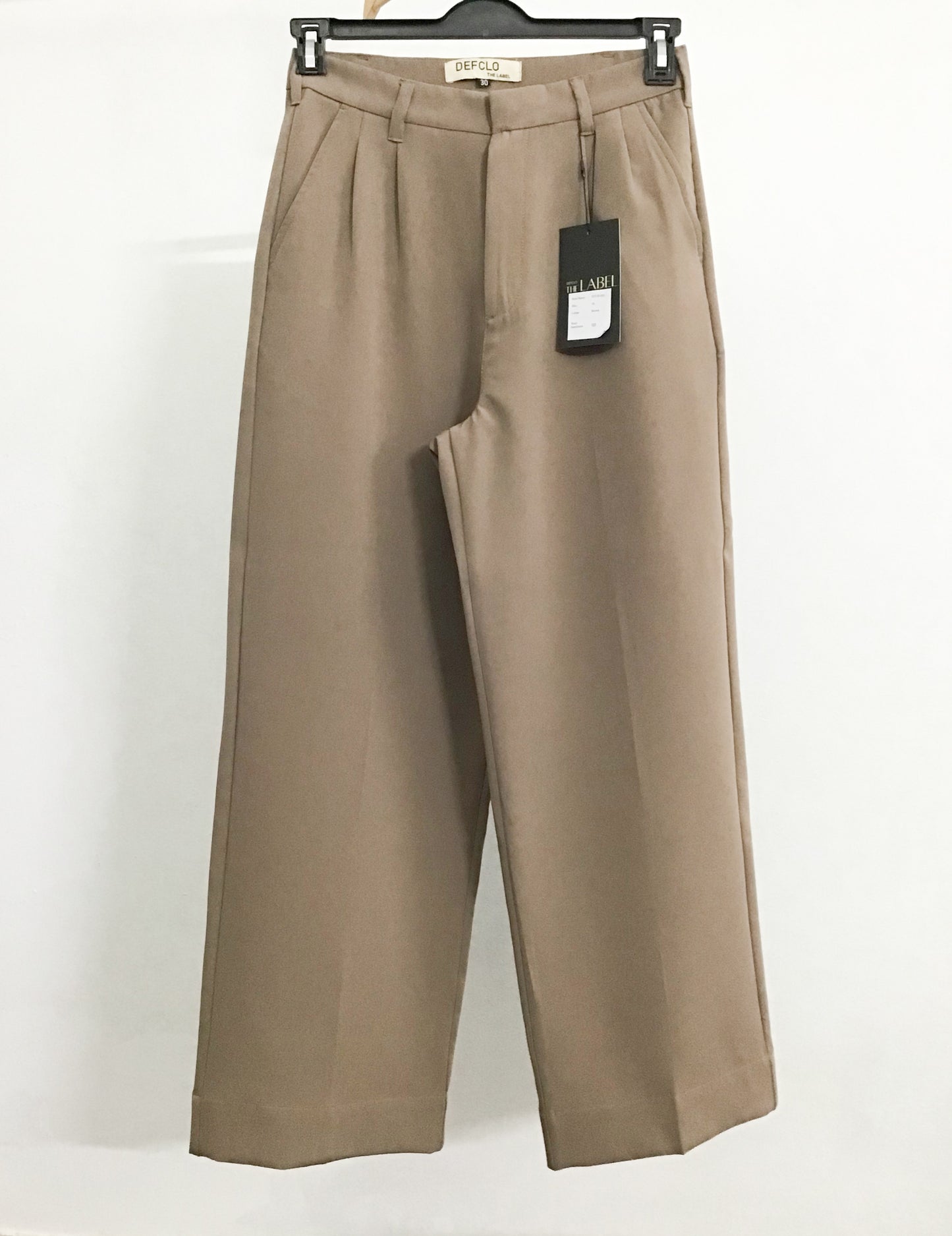 Pleated High Waist - Straight Leg Pants For Women -  Light Brown