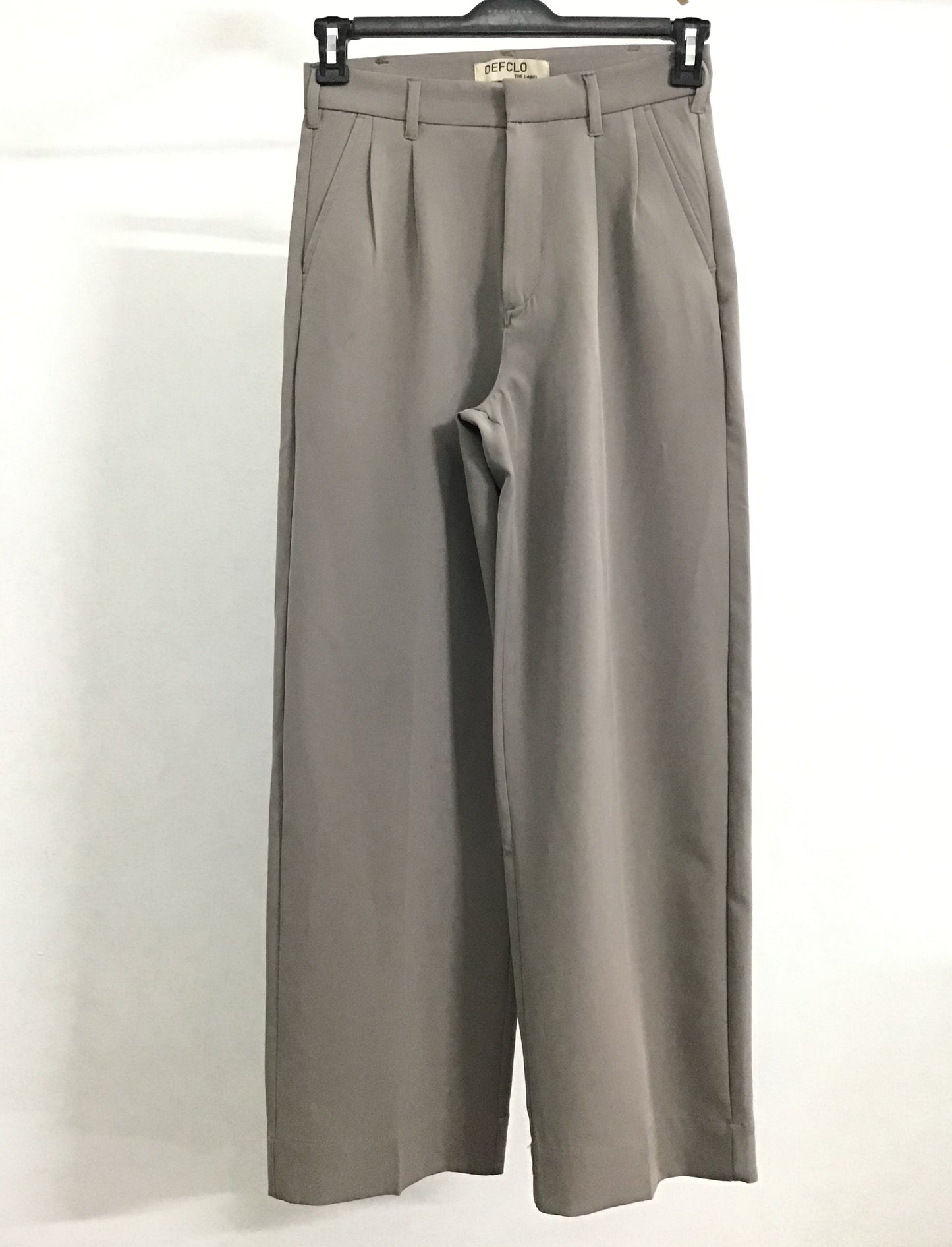 Pleated High Waist - Straight Leg Pants For Women - Ash