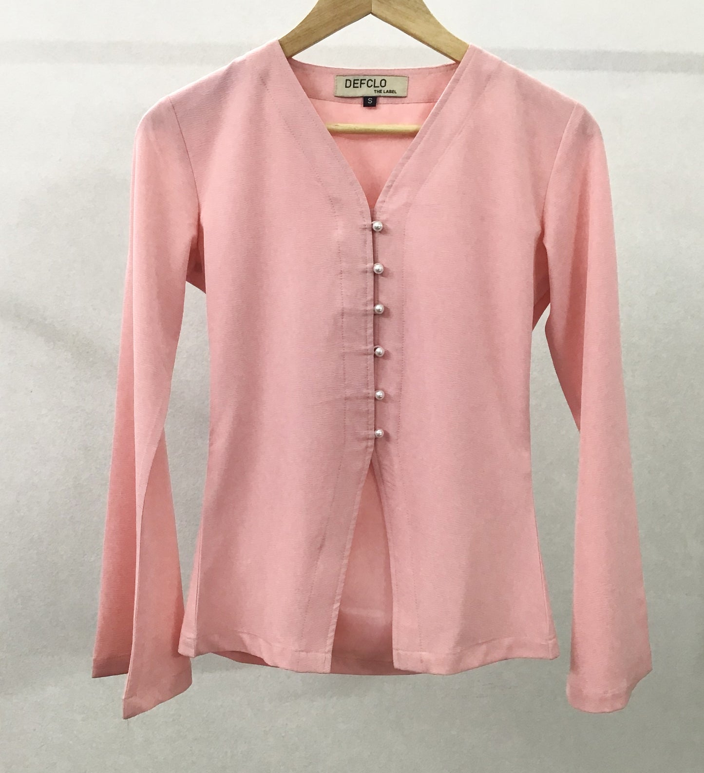 V- Neck Flared Top for Women - Strawberry Cream