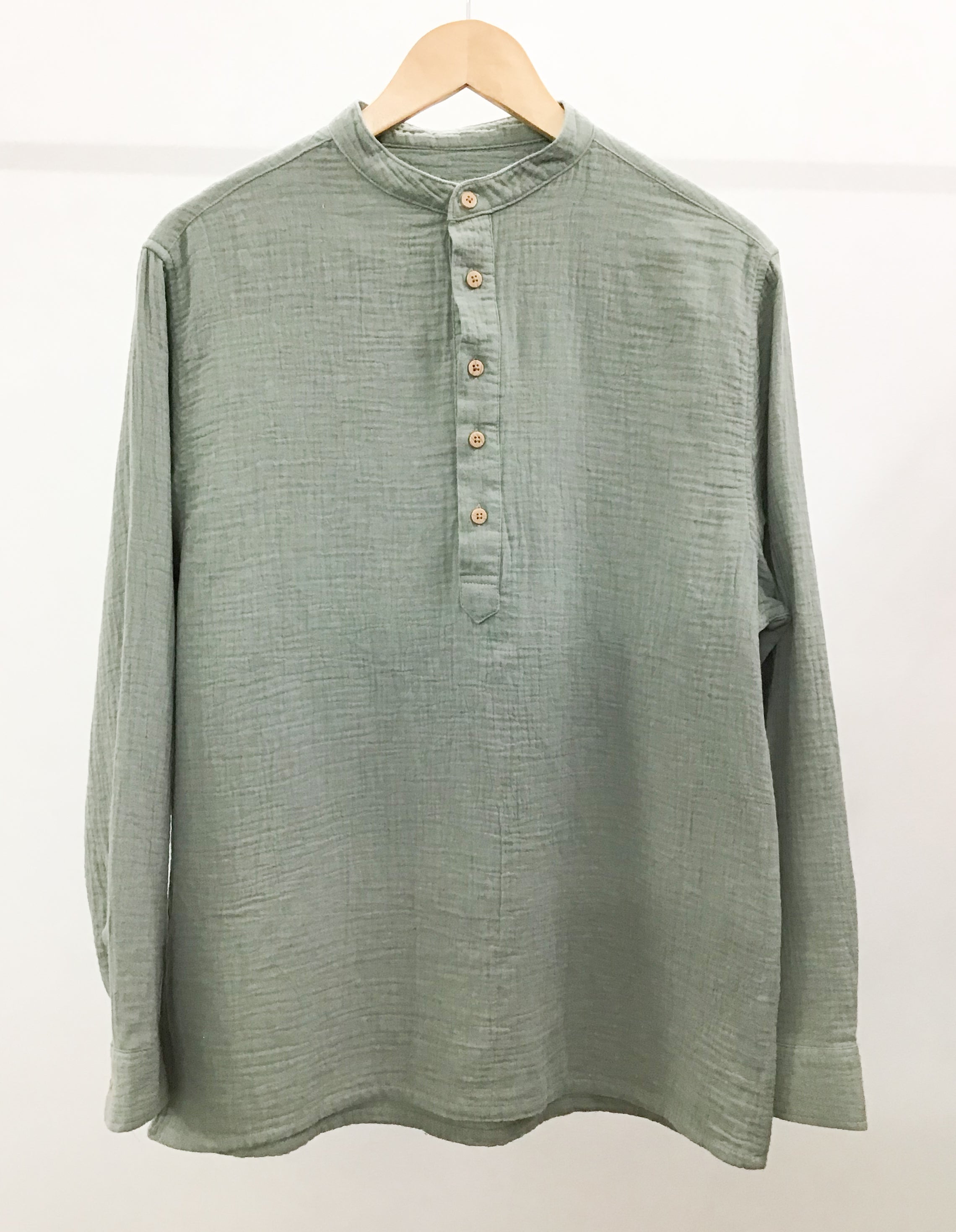 Waffle Henley - Katua - Unisex - Sage Green