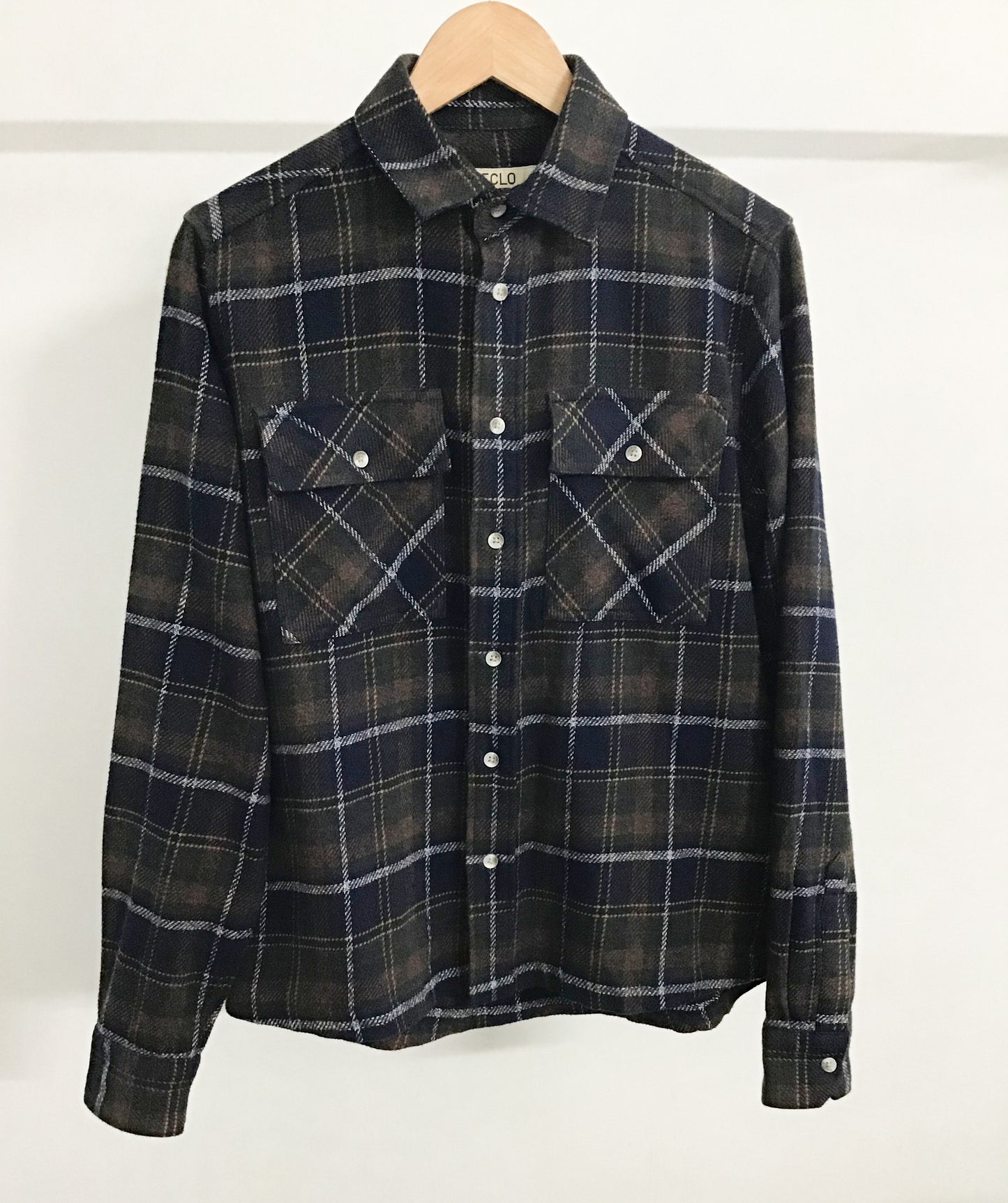 Flannel - Unisex - Moss and Navy - Dual Pocket Shirts