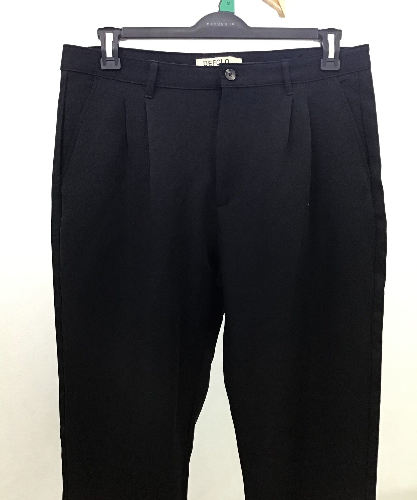 Pleated Straight Leg Pants For Men - Black - Loose Fit