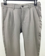 Pleated Straight Leg Pants For Men - Ash - Loose Fit