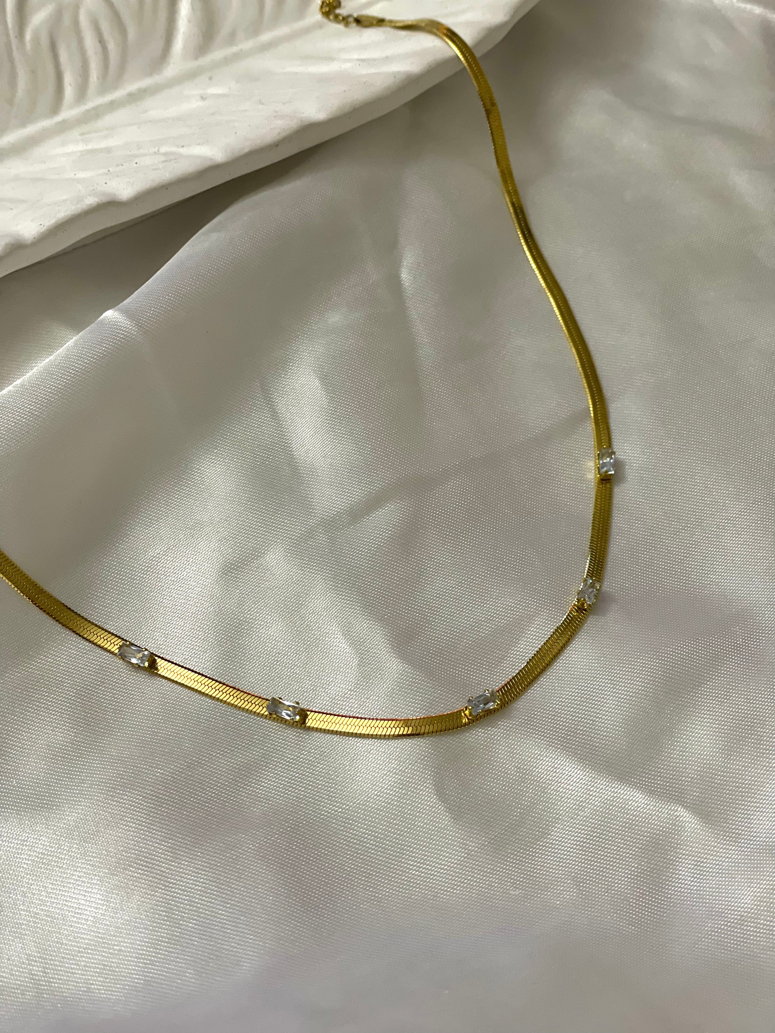 Rectangular Zircon Embedded Herringbone Chain – DEFCLO