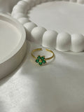 Flower Ring - Green Zircon