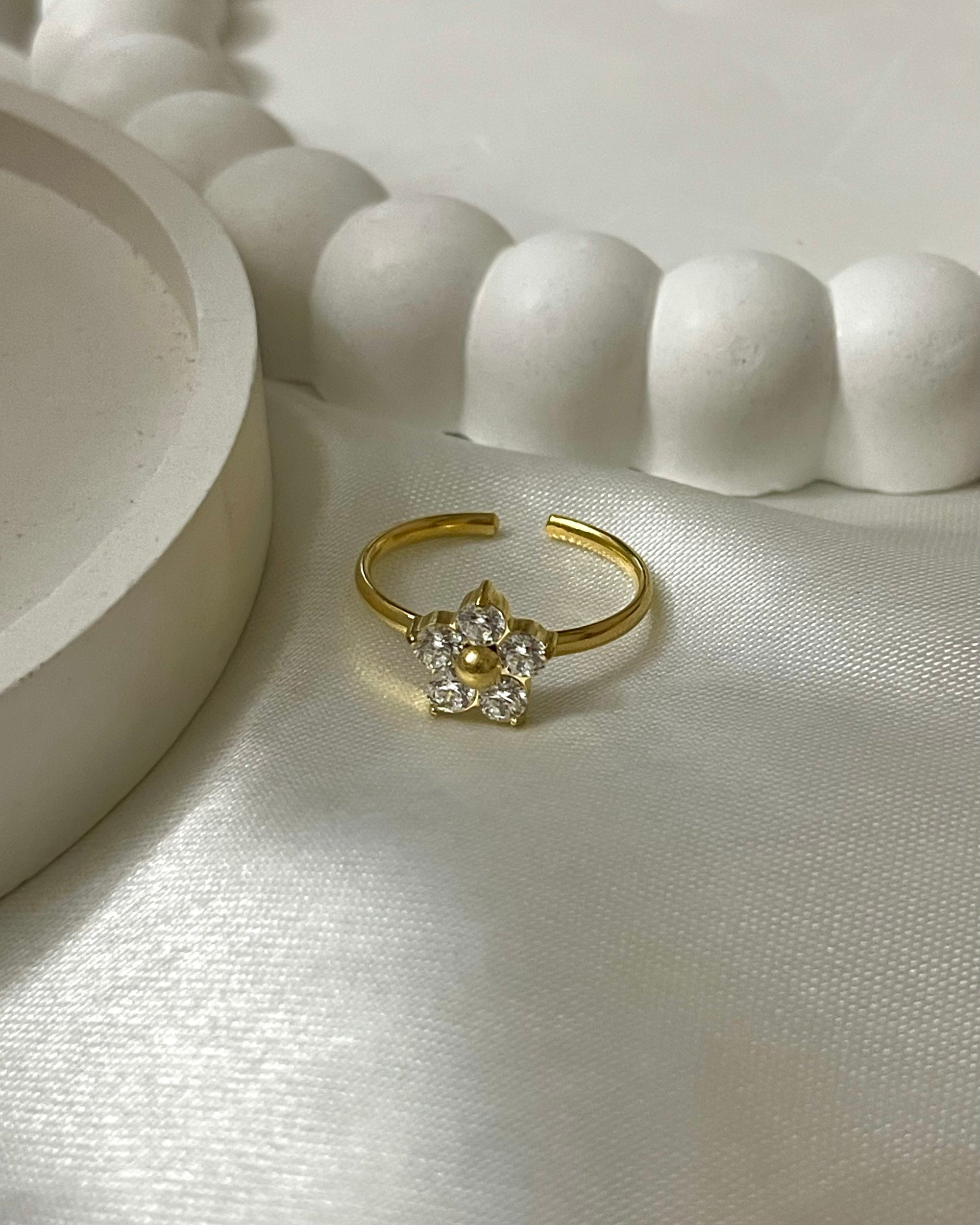 Flower Ring - Transparent/White Zircon