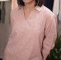 The Amalfi Shirt - Linen Effect V-Placket - Pink - Unisex