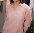 The Amalfi Shirt - Linen Effect V-Placket - Pink - Unisex