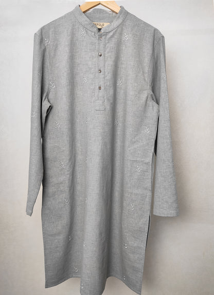 Azfar - Ash Blue All-Over Embroidered Panjabi