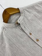 Linen Effect Henley - Light Grey - Unisex