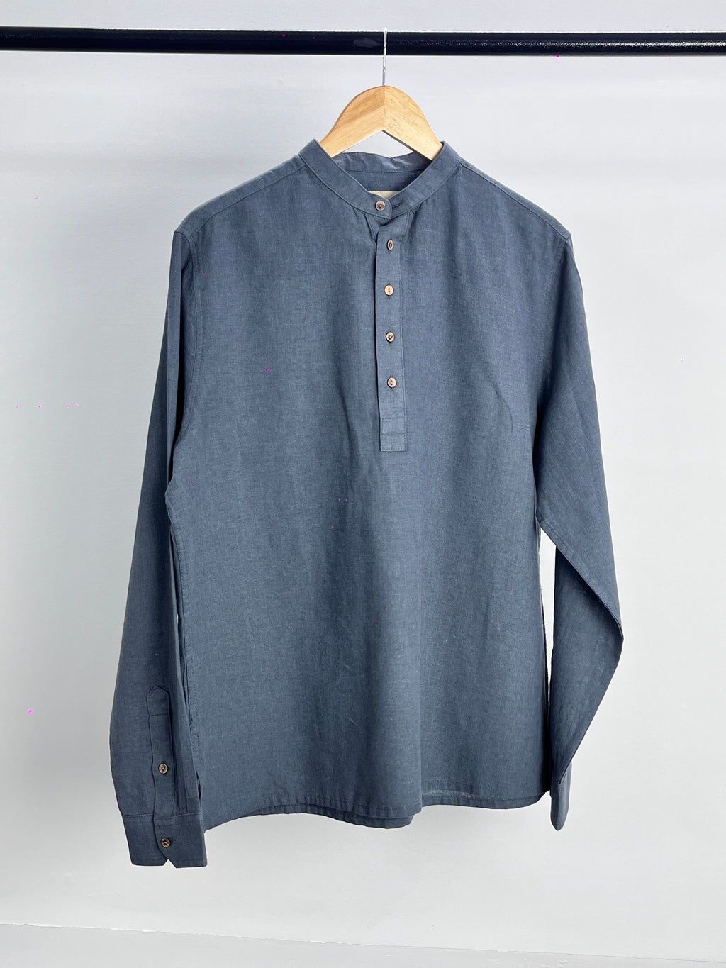 Linen Henley Katua - Marble Blue - Unisex