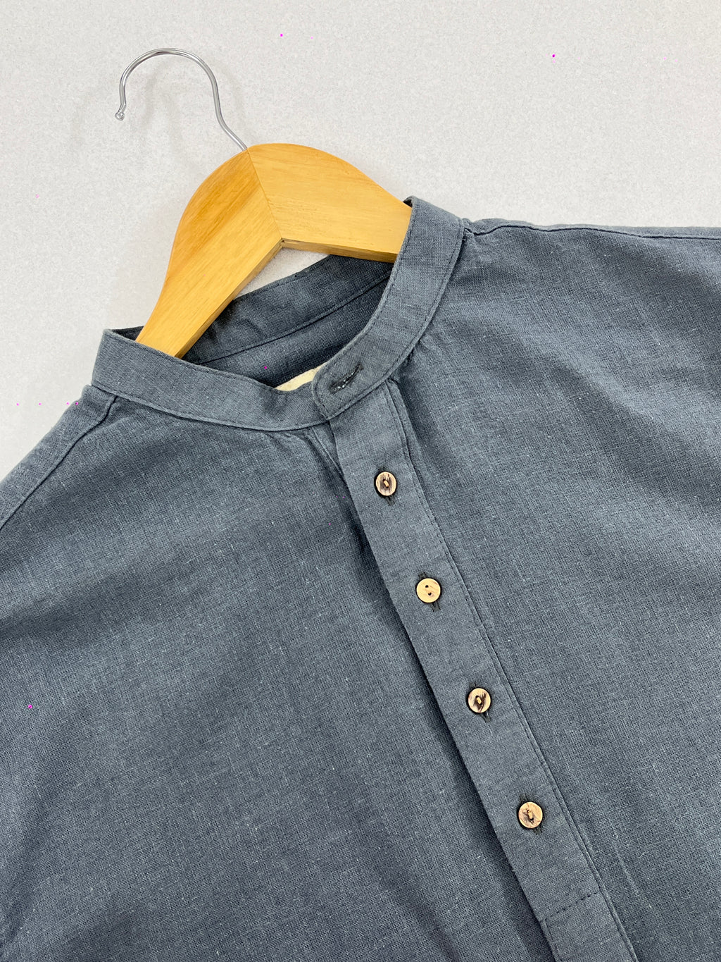Linen Henley Katua - Marble Blue - Unisex