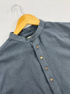 Linen Henley Katua - Marble Blue - Unisex