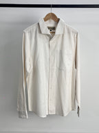 The European Collar - Linen Effect - Long Sleeve Shirt For Men - White