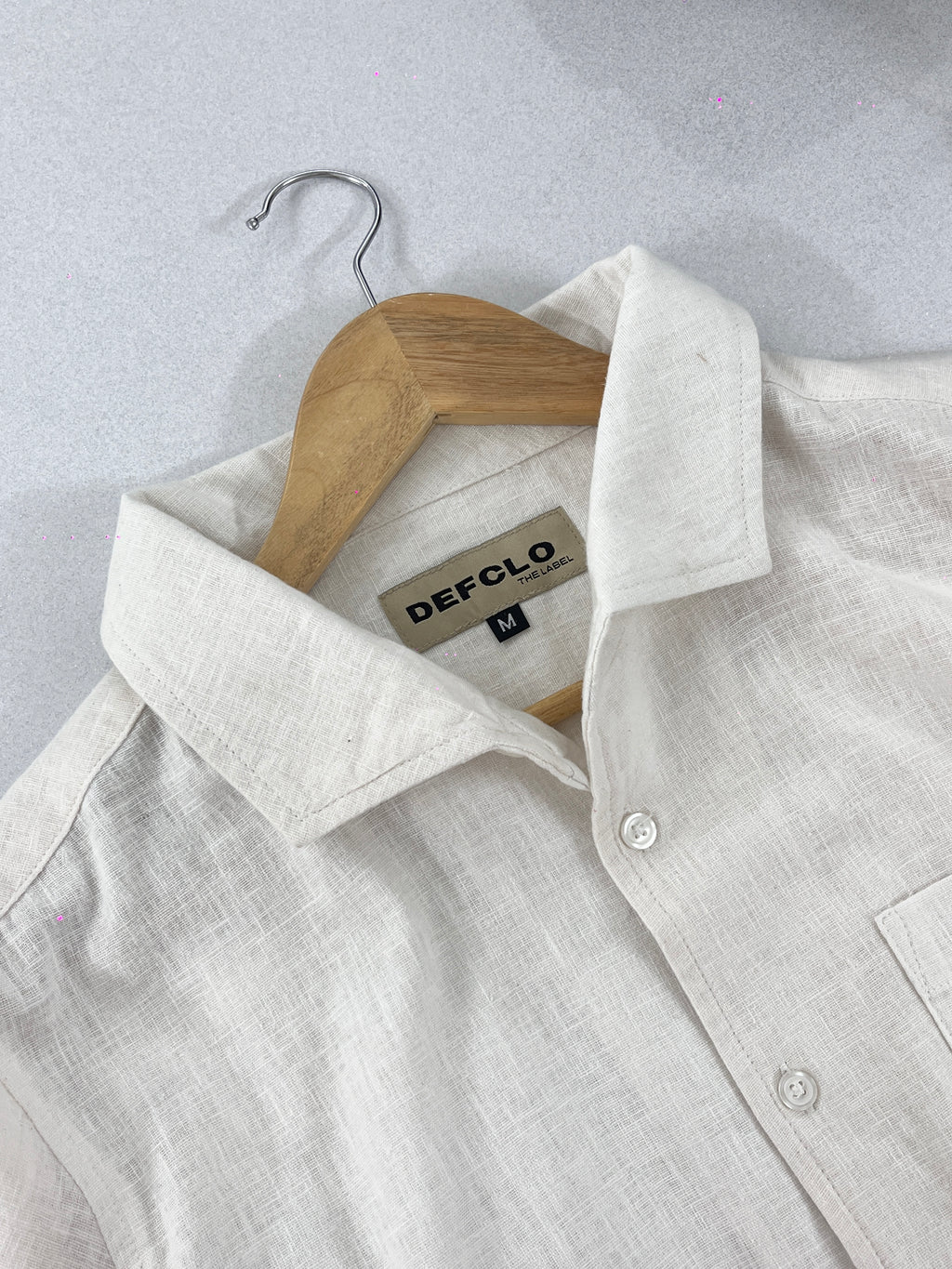 The European Collar - Linen Effect - Long Sleeve Shirt For Men - White