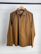 The European Collar - Linen Effect - Long Sleeve Shirt For Men - Warm Brown