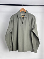The Amalfi Shirt - Linen V-Placket - Moss Green - Unisex