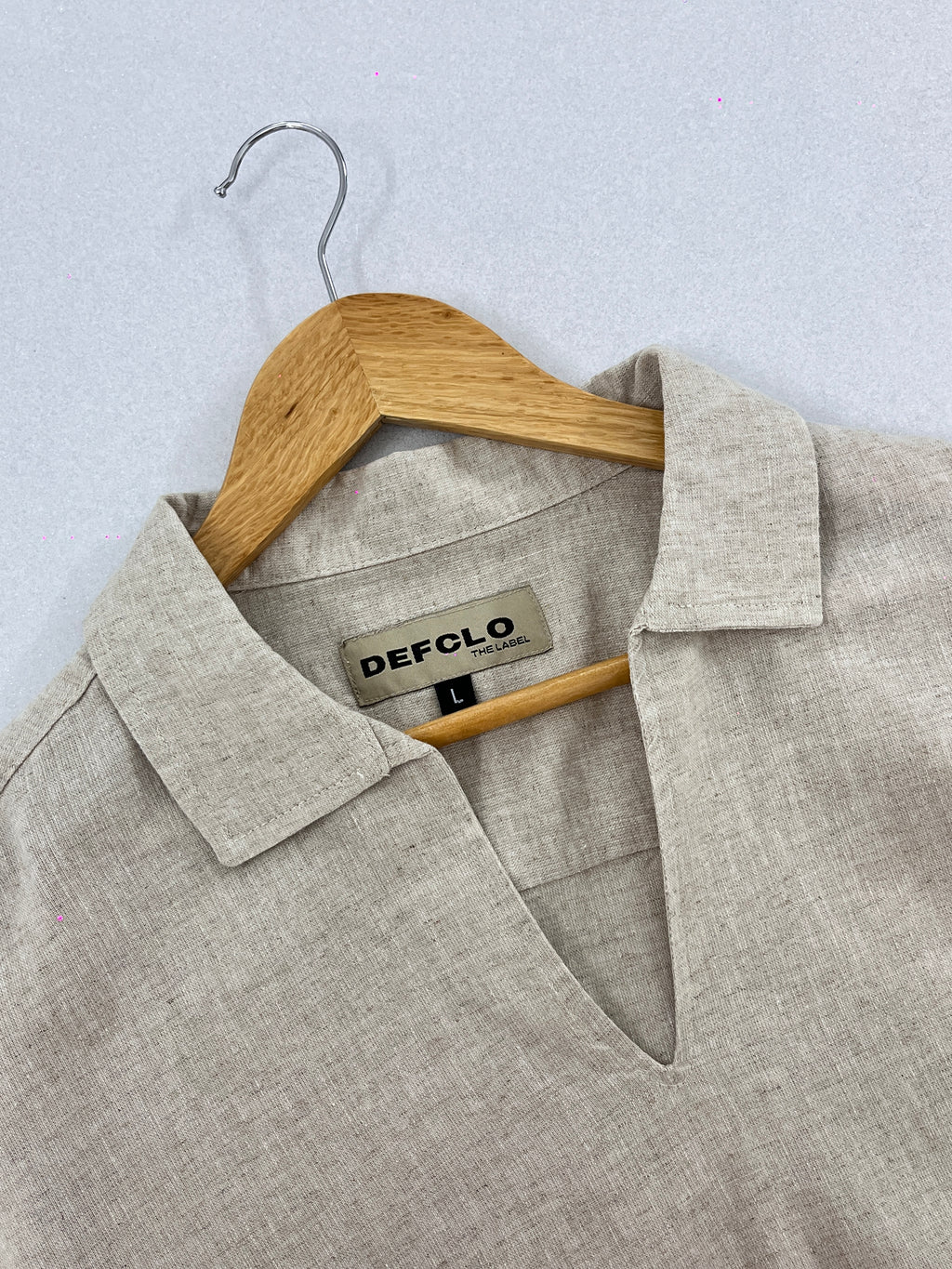 The Amalfi Shirt - Linen Effect V-Placket For Men  - Sand
