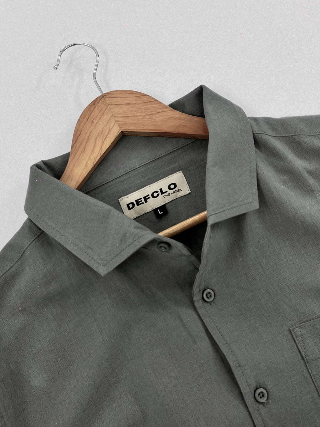 The European Collar - Linen Effect - Long Sleeve Shirt - Light Olive - Unisex