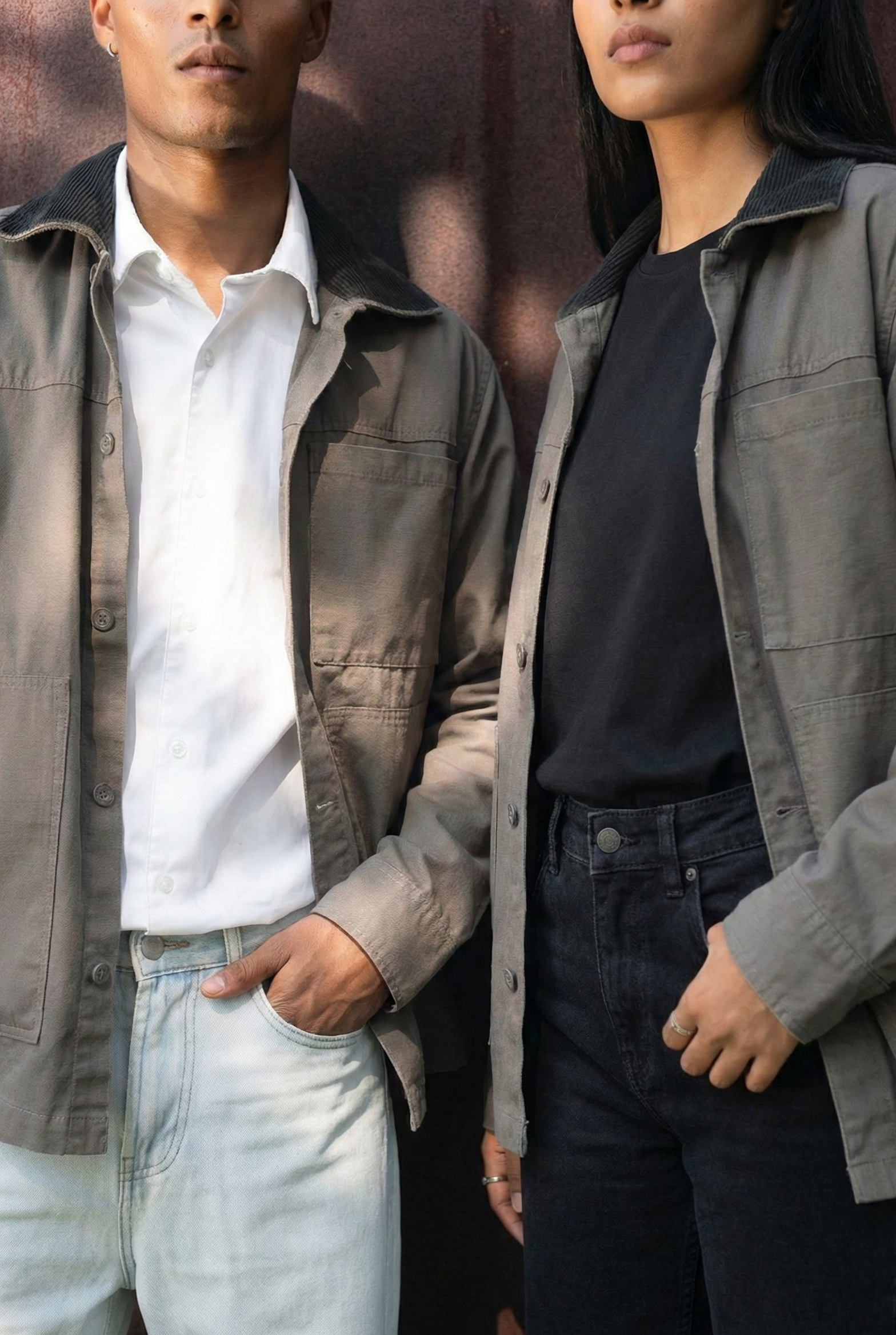 Chore Utility Jacket  - Charcoal Body with Black Contrast Collar -  Unisex