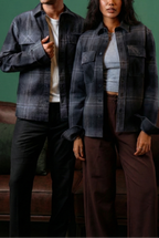 Flannel Shirt - Dark Grey Plaid - Dual Pocket - Unisex