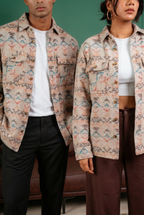 Beige Printed Shirt - Dual Pocket - Unisex
