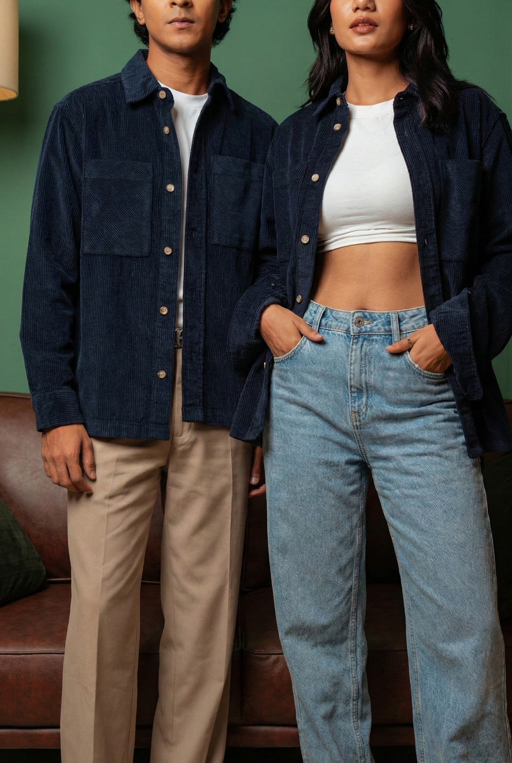 Shacket Corduroy Overshirt - Navy - Dual Pocket - Unisex