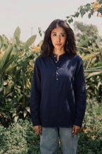 Linen Henley Katua - Deep Navy - Unisex