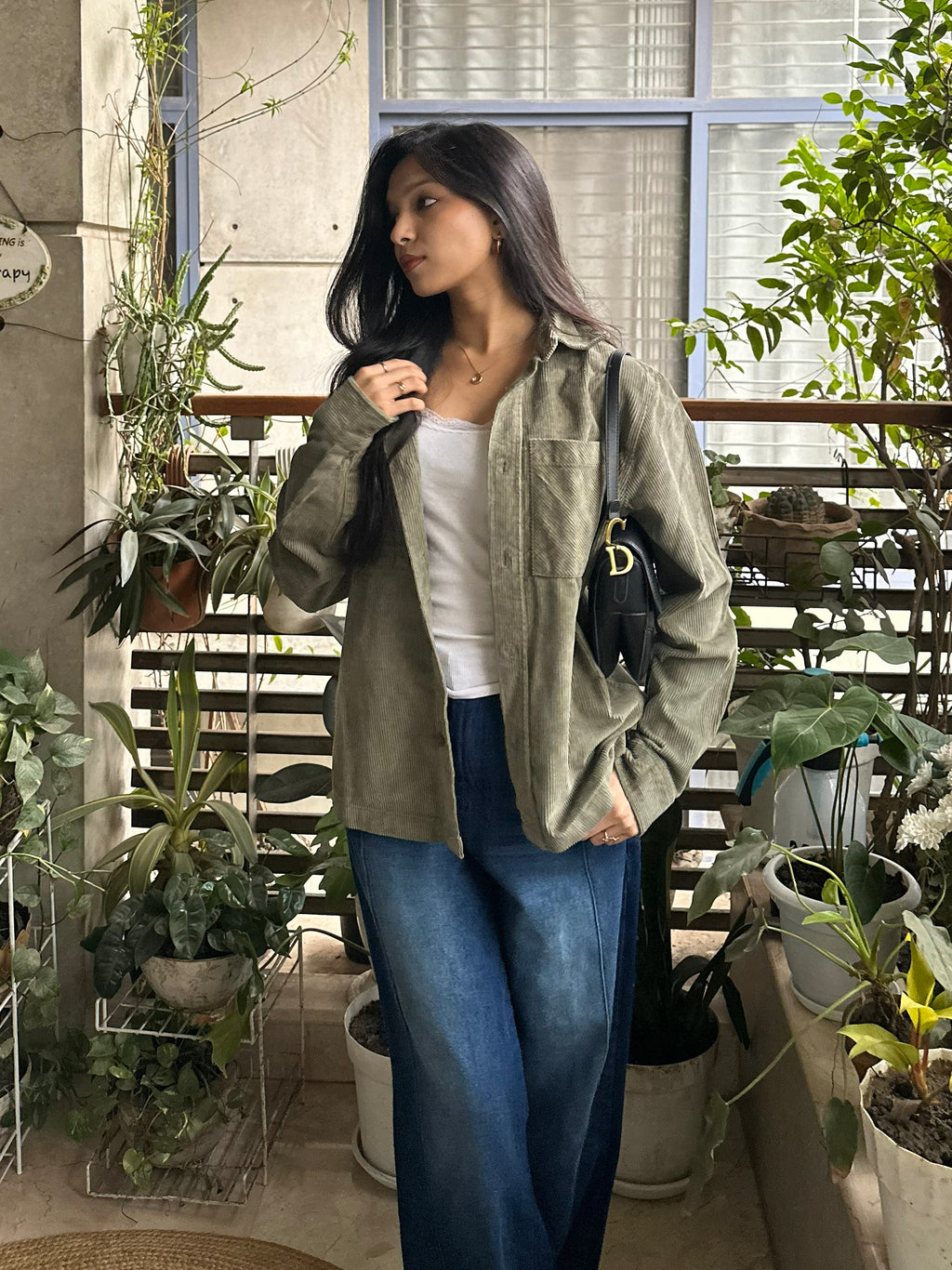 Shacket Corduroy Overshirt - Olive - Dual Pocket - Unisex