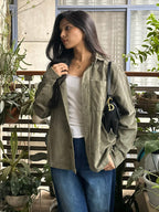 পুরুষদের জন্য ফ্লানেল - নেভি - ডুয়াল পকেট শার্ট