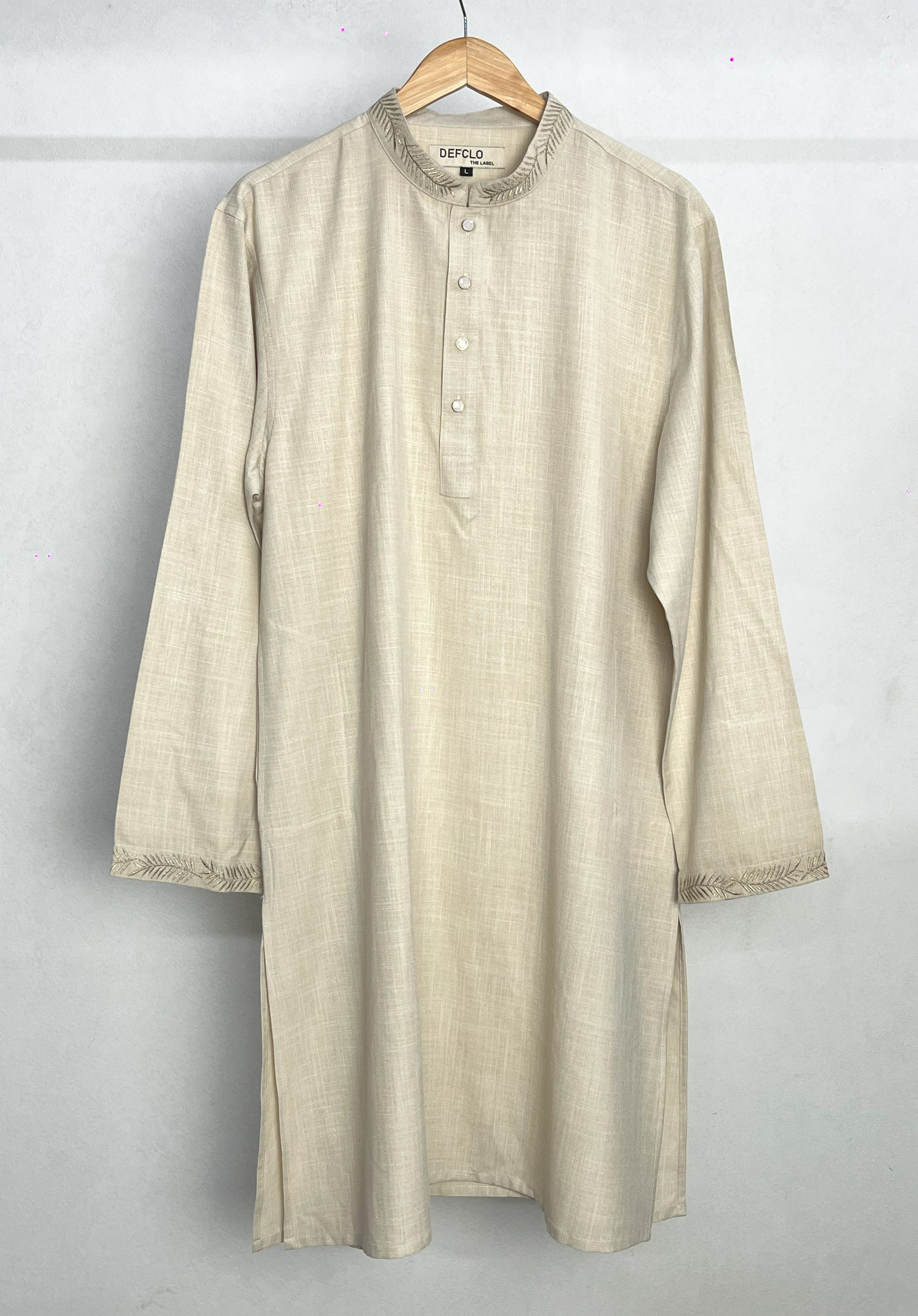 MAHNOOR - Hand Embroidered Linen Panjabi | Kurta - Off White