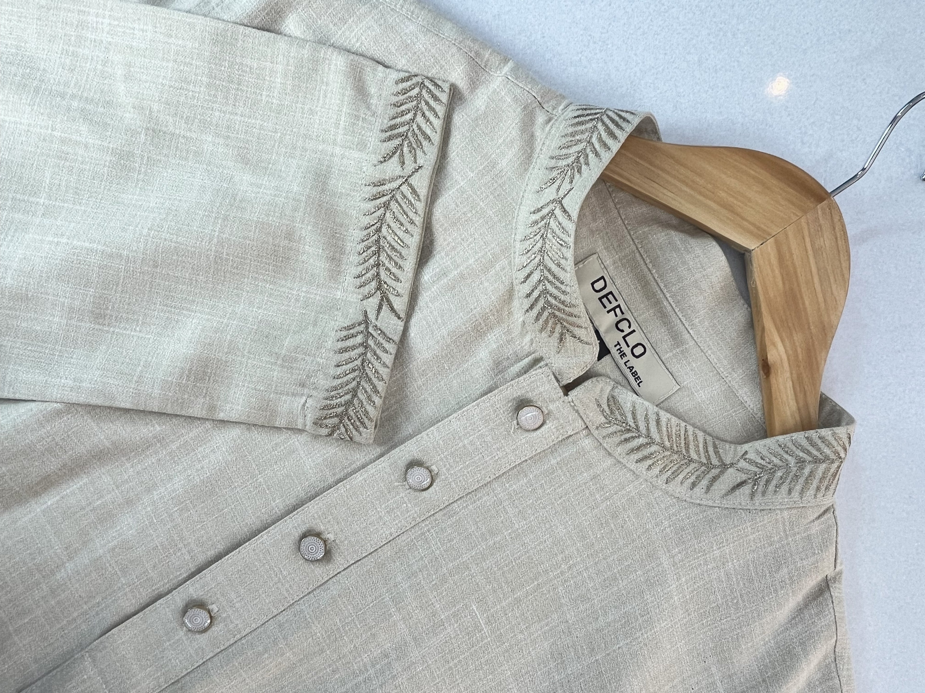 MAHNOOR - Hand Embroidered Linen Panjabi | Kurta - Off White